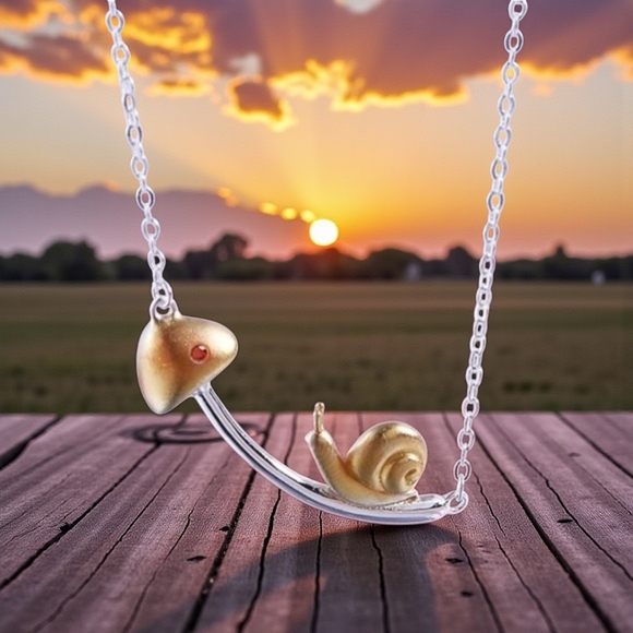 Helen De Lete Jewelry - Helen De Lete Gold & Silver Toned Snail And Mushroom Pendent Necklace